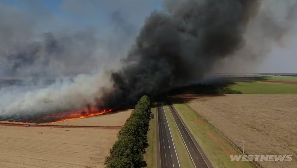 Incêndio em Rancharia leva à interdição da Raposo Tavares pela Polícia Rodoviária