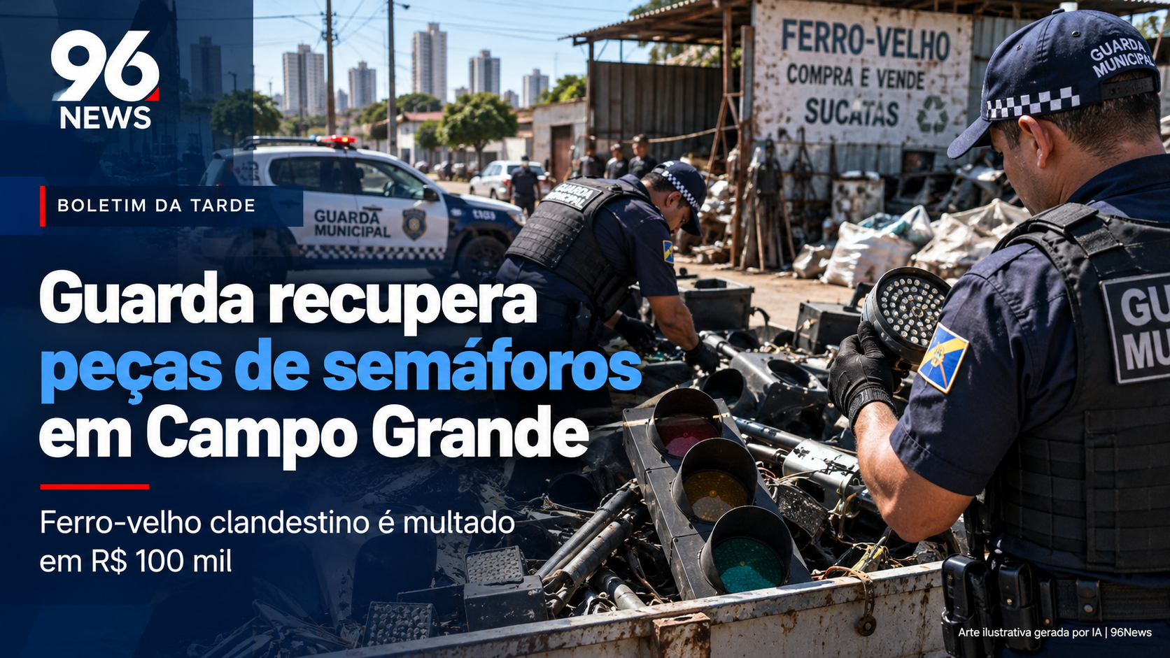 Guarda Municipal recupera peças de semáforos e fiscalização aplica R$ 100 mil em multas a ferro-velho clandestino
