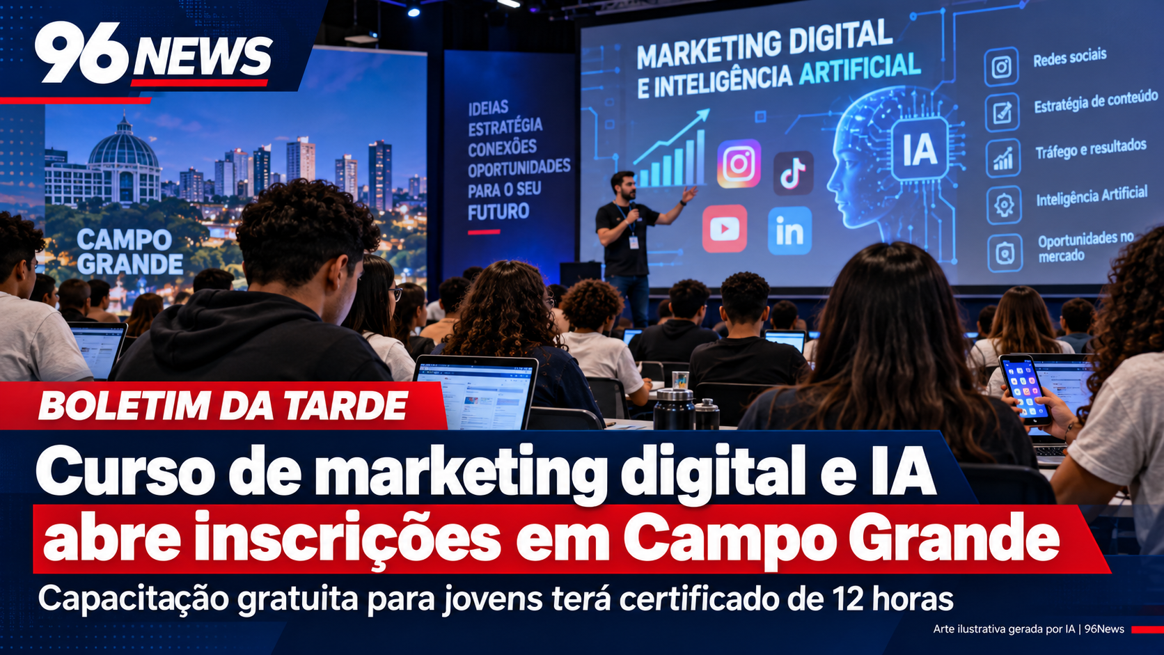Campo Grande abre inscrições para curso de marketing digital e inteligência artificial voltado aos jovens
