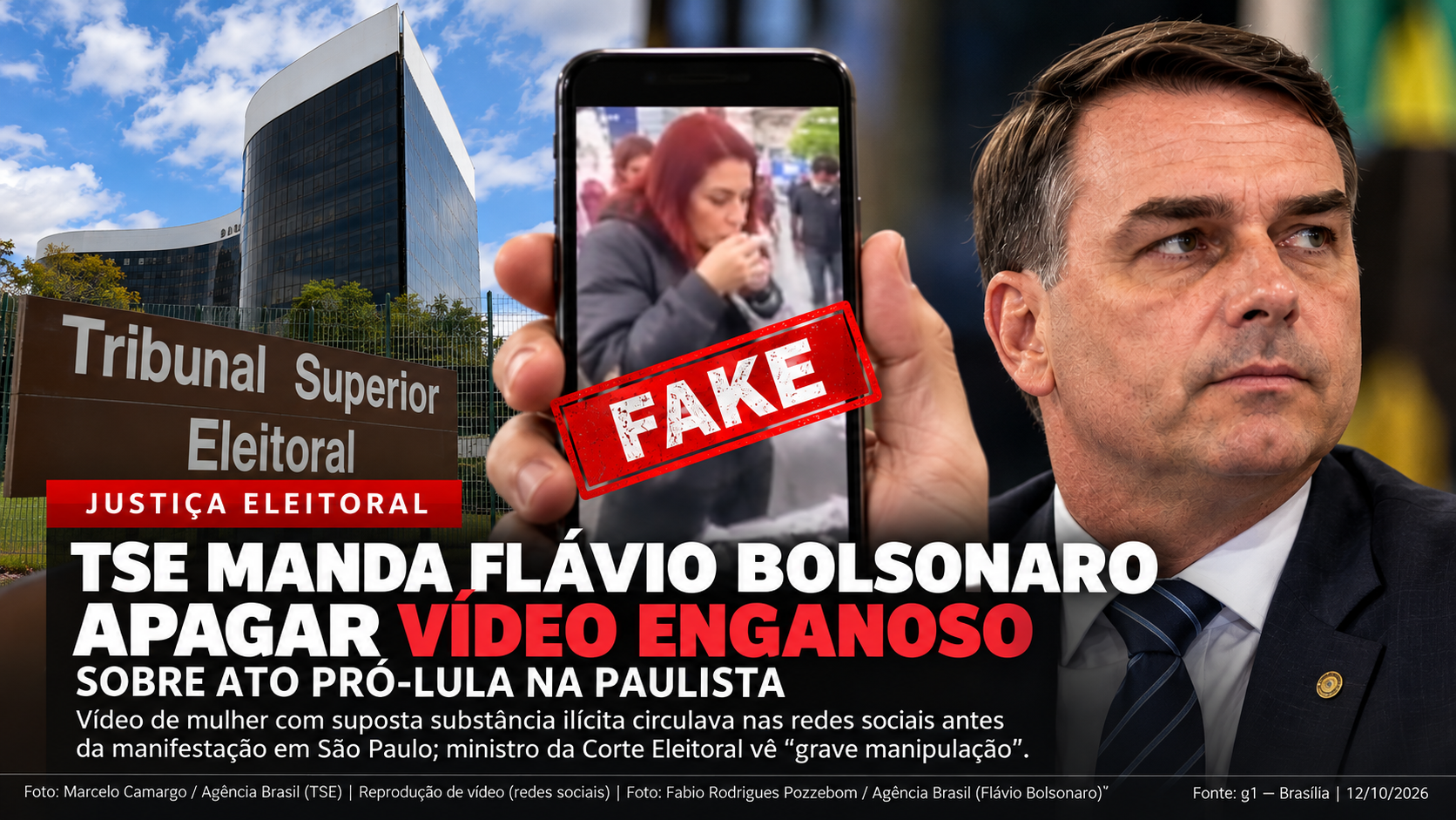 TSE determina retirada de vídeo enganoso divulgado por Flávio Bolsonaro sobre manifestação pró-Lula