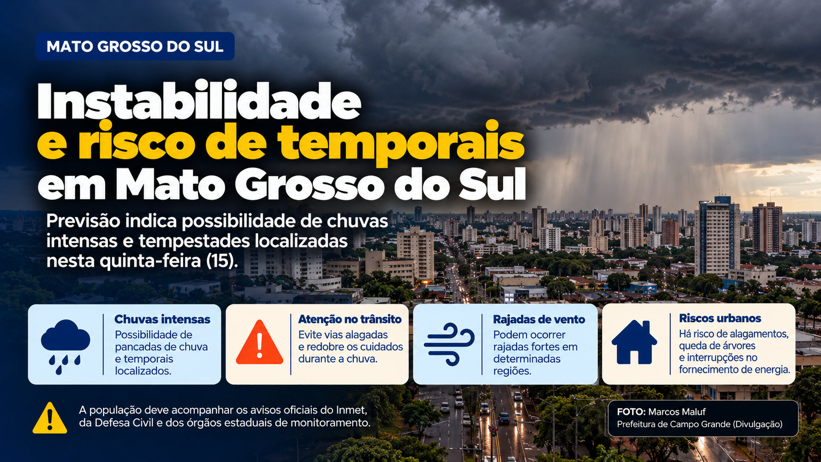 Chuva com granizo atinge bairros de Campo Grande e exige atenção de motoristas nesta quinta-feira